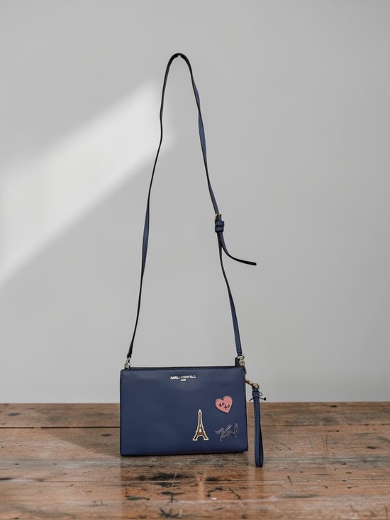 Karl Lagerfeld Handbags - Karl Lagerfeld Navy Crossbody Bag with Eiffel Tower Charm